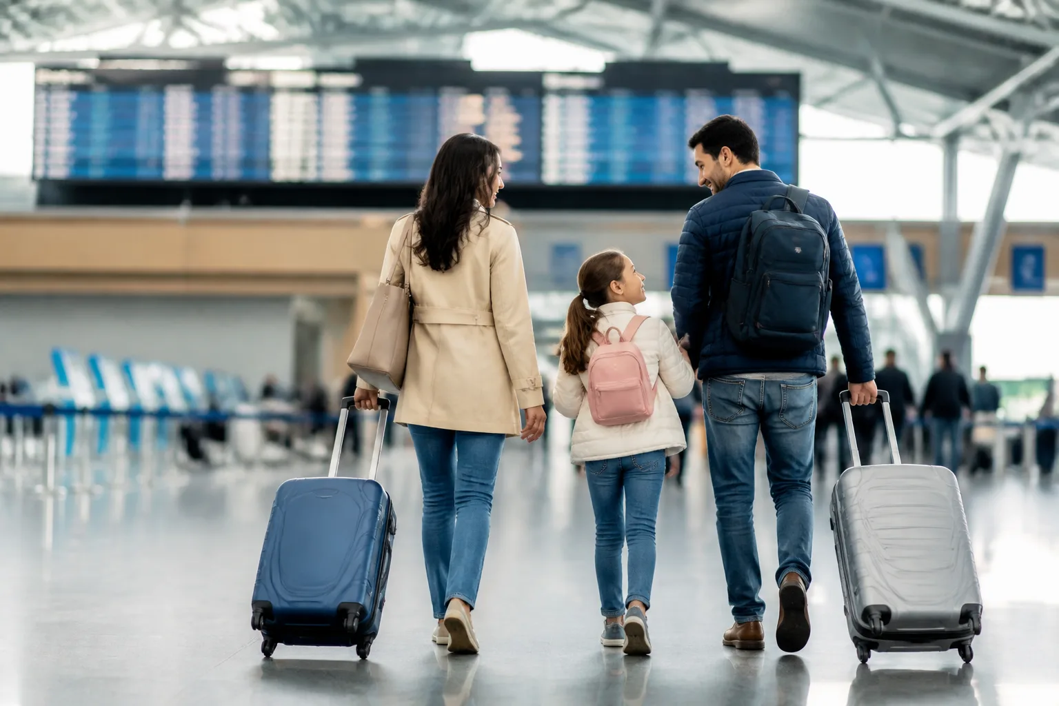 Família planejando uma viagem com proteção